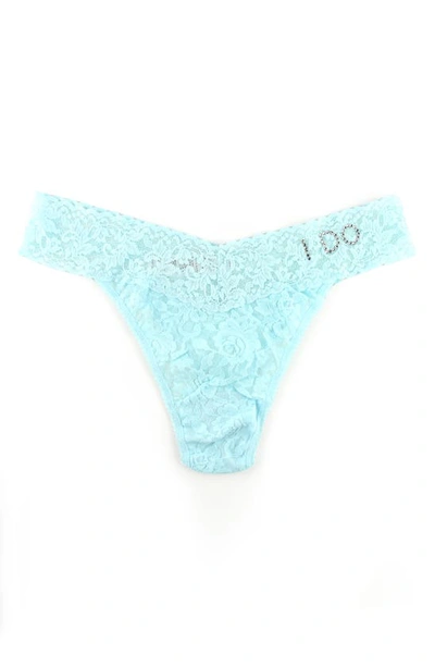 Hanky Panky I Do Crystal Signature Lace Original Rise Thong In Blue