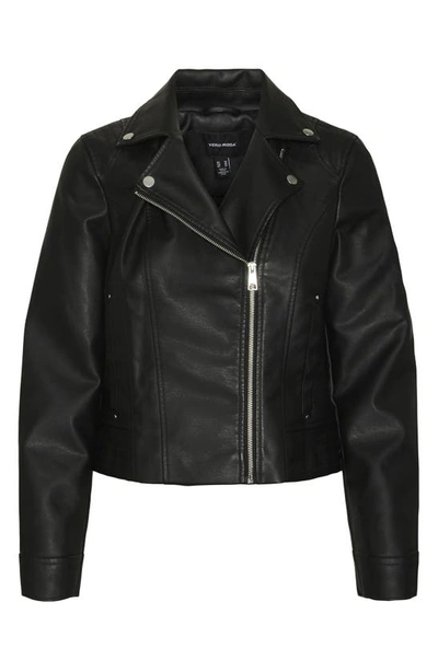 Vero Moda Ramon Crop Faux Leather Jacket In Black