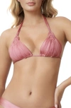 Pq Swim Mila Macramé Triangle Bikini Top In Pink Pearl