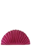 Cult Gaia Nala Mini Pleated Metallic Clutch Bag In Dragonfruit