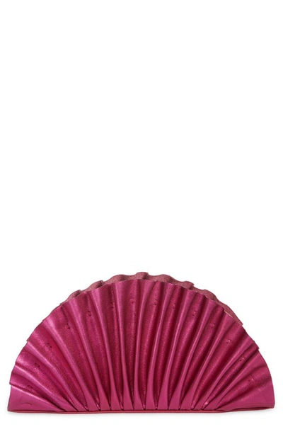 Cult Gaia Nala Mini Pleated Metallic Clutch Bag In Dragonfruit