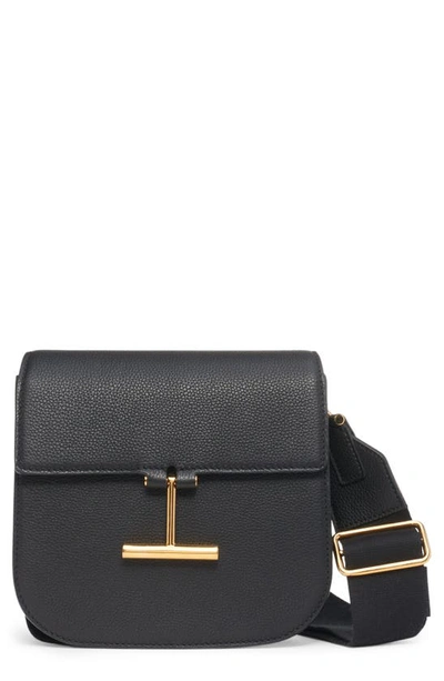 Tom Ford Tara Medium Leather Saddle Crossbody Bag In Black