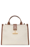 Tom Ford Tara Medium Canvas Top-handle Bag In Rope / Tan
