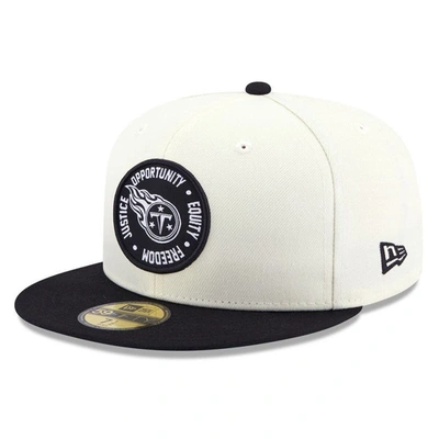 New Era Men's  Cream And Black Tennessee Titans 2022 Inspire Change 59fifty Fitted Hat In Cream,black