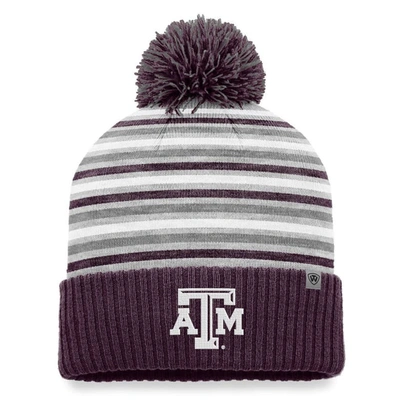 TOP OF THE WORLD TOP OF THE WORLD  MAROON TEXAS A&M AGGIES DASH CUFFED KNIT HAT WITH POM