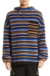 JACQUEMUS LA MAILLE CAROZZU STRIPE HOODED OVERSIZE WOOL BLEND SWEATER