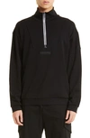 MONCLER MOCK NECK HALF ZIP COTTON JERSEY PULLOVER