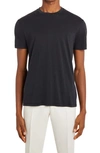 Tom Ford Black Basic Crewneck T-shirt With Tonal Stitching In Cotton Blend Man In Black