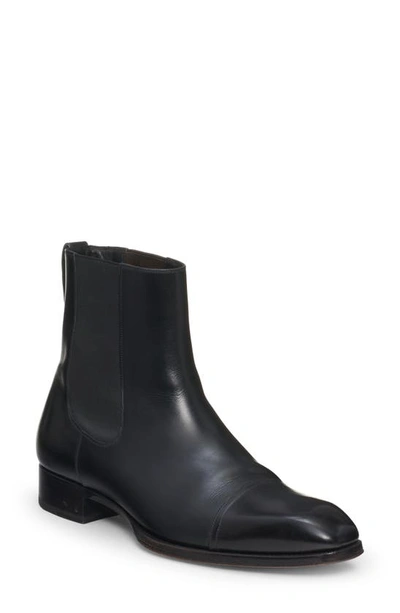 Tom Ford Elkan Cap Toe Chelsea Boot In Black