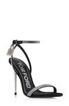 Tom Ford Lock 105mm Crystal Ankle-strap Sandals In Black / Crystal