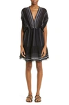 Lemlem Leliti Short Plunge Neck Dress In Black