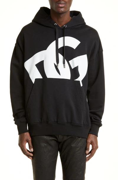 Dolce & Gabbana Oversize Dg Logo Graphic Hoodie In Black