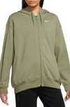 Nike Front Zip Logo Hoodie In Alligator/ White