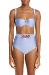 Zimmermann Chain-embellished Belted High-rise Bikini Briefs In Cornflower