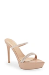 Gianvito Rossi Crystal Embellished Platform Slide Sandal In Peach/ Peach