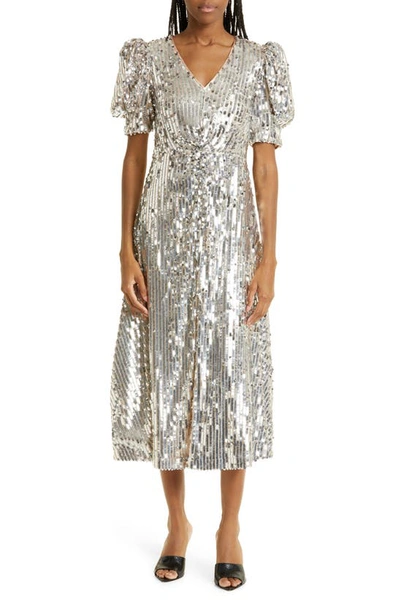 Rotate Birger Christensen Sierina Silver-tone Midi Dress With All-over Sequins Woman Rotate
