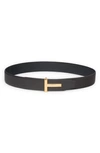 Tom Ford T Icon Reversible Soft Grain Leather Belt In Brown/ Black