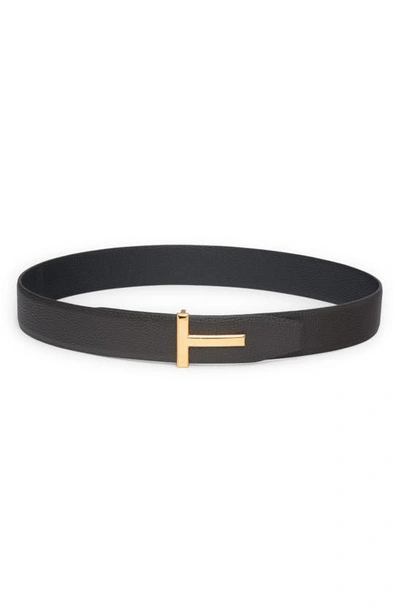 Tom Ford T Icon Reversible Soft Grain Leather Belt In Brown/ Black