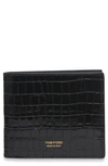 TOM FORD T-LINE CROC EMBOSSED PATENT LEATHER BIFOLD WALLET