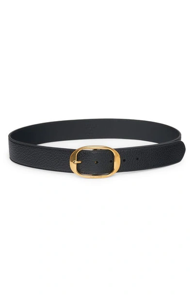 Tom Ford Buffalo Grain Calfskin Leather Belt In Black