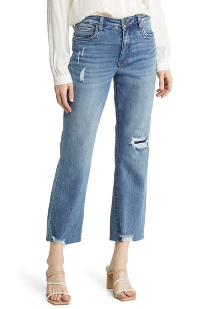 Kut From The Kloth Kelsey Fab Ab High Waist Raw Hem Ankle Flare Jeans In Acclimated