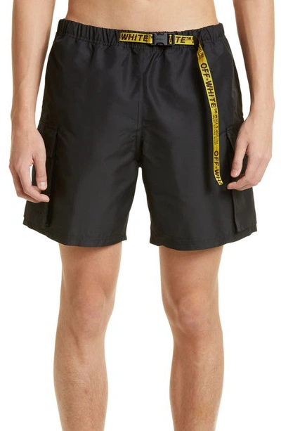 Off-white Classic Industrial Swimshorts Black Yellow In Nero
