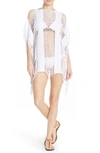 Pilyq Monique Shredded Fringe-trim Coverup In Water Lily