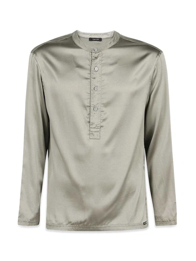 Tom Ford Silk Pajama Shirt In Grey