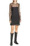 STINE GOYA ROCIO METALLIC LONG SLEEVE TULLE DRESS