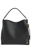 Tom Ford Small Alix Hobo Shoulder Bag In Graphite Grain Leather In Black