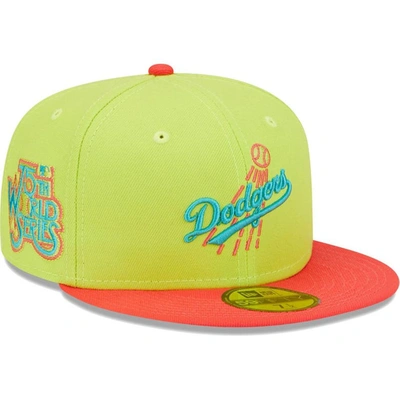 New Era Men's  Green, Red Los Angeles Dodgers Cyber Highlighter 59fifty Fitted Hat In Green,red