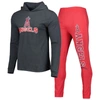 CONCEPTS SPORT CONCEPTS SPORT RED/CHARCOAL LOS ANGELES ANGELS METER HOODIE & JOGGERS SET