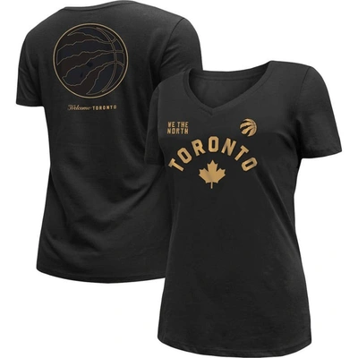 New Era Women's  Black Toronto Raptors 2022/23 City Edition V-neck T-shirt