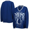 THE WILD COLLECTIVE THE WILD COLLECTIVE ROYAL INDIANAPOLIS COLTS VINTAGE V-NECK PULLOVER SWEATSHIRT
