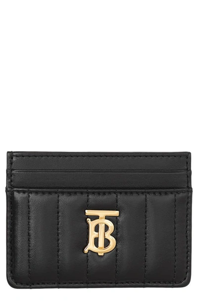 Burberry Lola Quilted Leather Card Case In Black Light Gold