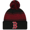 New Era Black Boston Red Sox Chilled Cuffed Knit Hat With Pom In Black