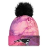 NEW ERA NEW ERA PINK/BLACK NEW ENGLAND PATRIOTS 2022 NFL CRUCIAL CATCH POM KNIT HAT