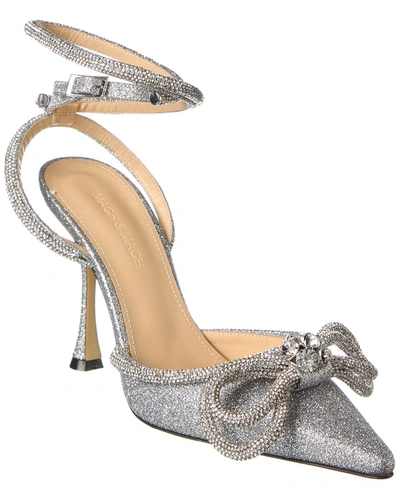 Mach&mach Double Bow 100 Crystal And Glitter Pumps In Silver