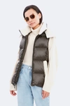 Dawn Levy Evelynn Shearling Trim Hooded Vest In Green