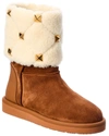 VALENTINO GARAVANI Valentino Roman Stud Quilted Shearling & Suede Bootie