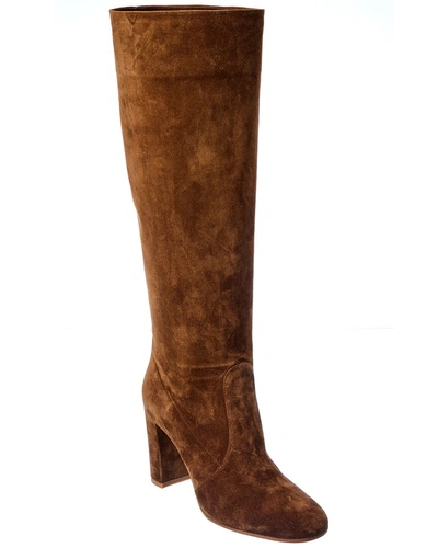 Gianvito Rossi Glen 85 Suede Knee-high Boot In Brown