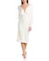 Et Ochs Vivian V-neck Ruched Midi Dress In White