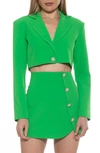 Alexia Admor Jane Cropped Long Sleeve Jacket In Bright Green