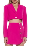 Alexia Admor Jane Cropped Long Sleeve Jacket In Hot Pink