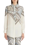 Etro Mediterranean Tile Printed Button-front Blouse In Blue