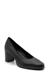 Ara Block Heel Pump In Black Nappa Leather