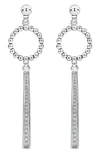 Lagos Sterling Silver Caviar Beaded Circle Drop Earrings With Linear Diamond Station In Silver/diamond