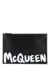 ALEXANDER MCQUEEN ALEXANDER MCQUEEN 'MCQUEEN GRAFFITI' LEATHER FLAT POUCH