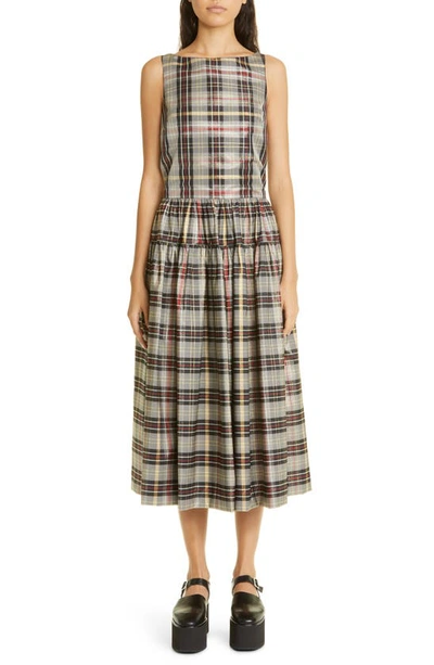 Molly Goddard Check-pattern Sleeveless Dress In Grey