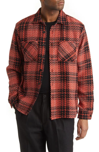 Wax London Whiting Foxham Button-up Overshirt In Red